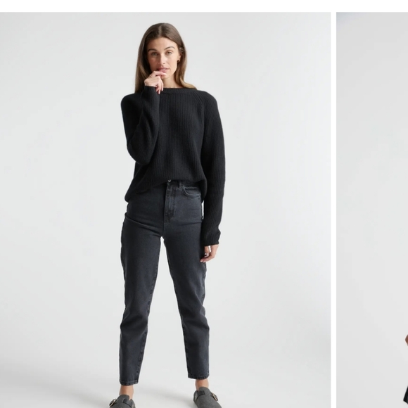 Quince Fisherman Cashmere Sweater Black - Picture 2 of 8